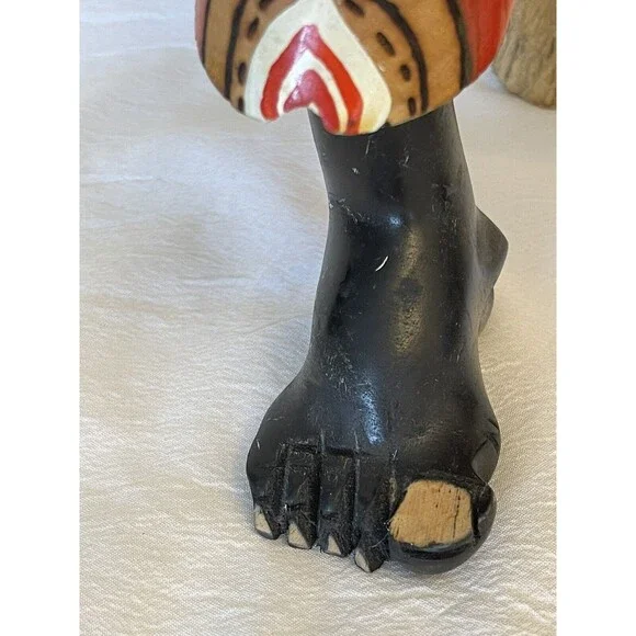 CUBA Folk Art Man Musician Drummer Hand-Carved Hand-Painted 17 WOOD Sculpture